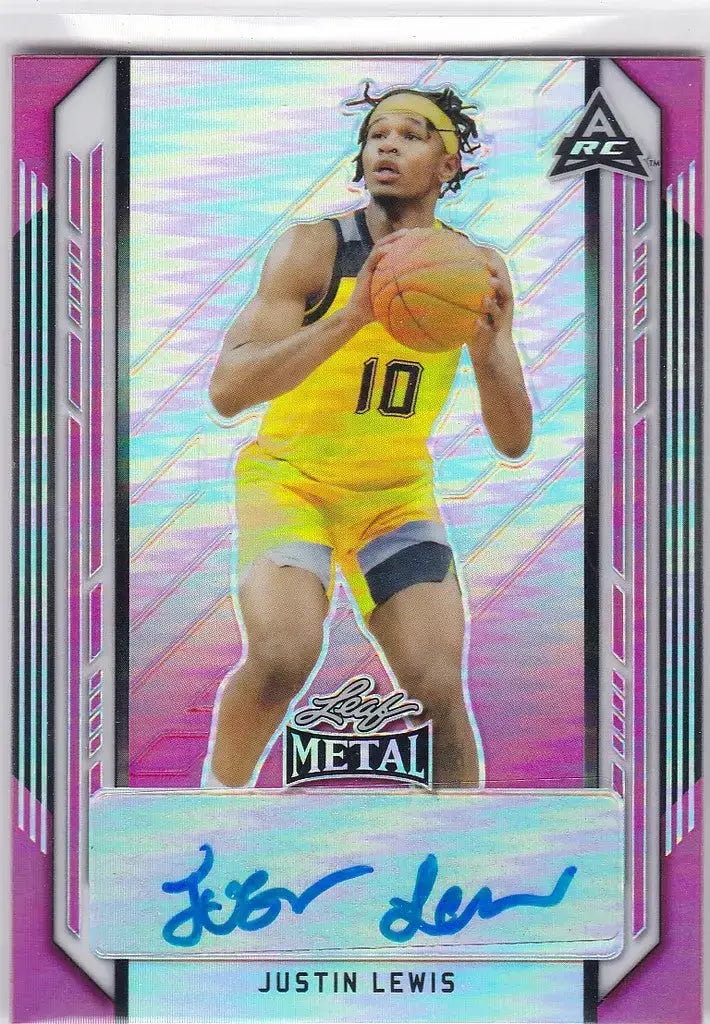2021-22 Leaf Metal #BA-JL1 Justin Lewis Pink Rainbow Auto 15/25