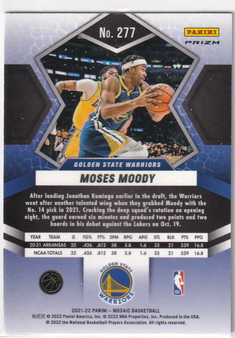 2021-22 MOSAIC #277 MOSES MOODY GREEN REACTIVE- GOLDEN STATE WARRIORS