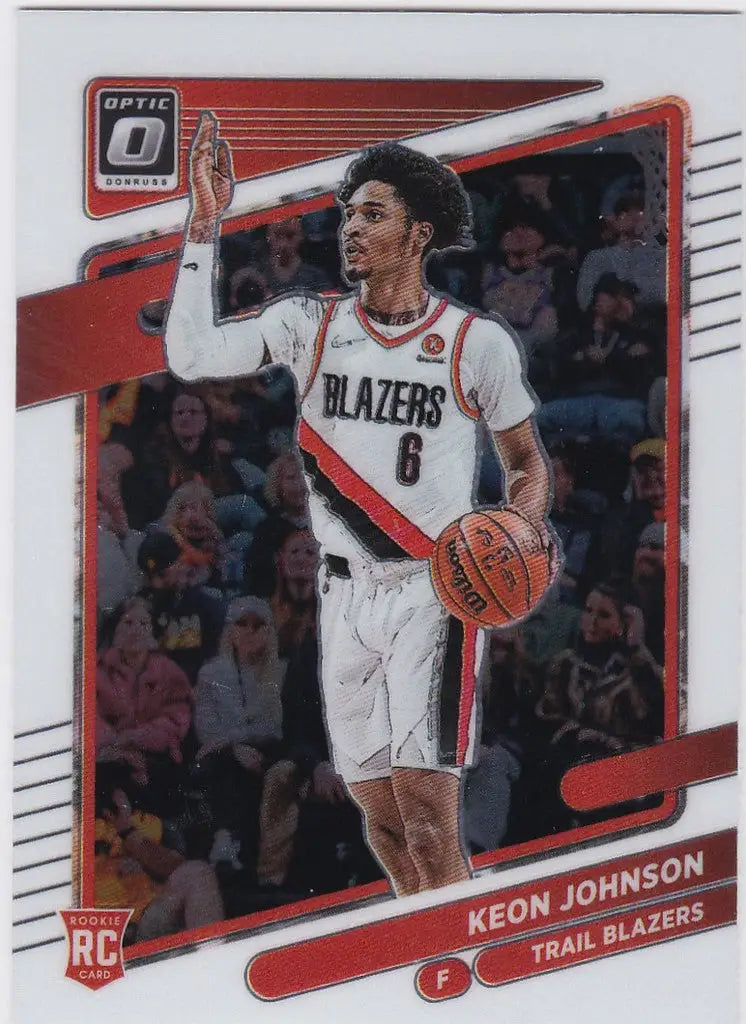 Basketball trading card of Keon Johnson, #6, in a Portland Trail Blazers jersey