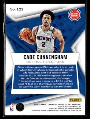 2021-22 Panini Chronicles #101 Cade Cunningham - Basketball Card Single