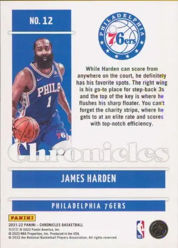 2021-22 Panini Chronicles #12 James Harden NM-MT 76ers ID:47935 - Basketball Card Single