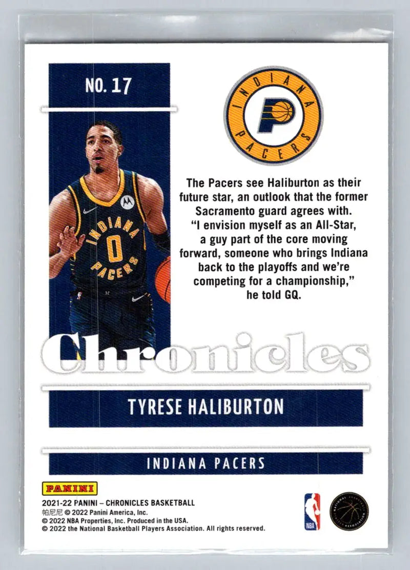 2021-22 Panini Chronicles #17 Tyrese Haliburton Indiana Pacers - Basketball Card Single
