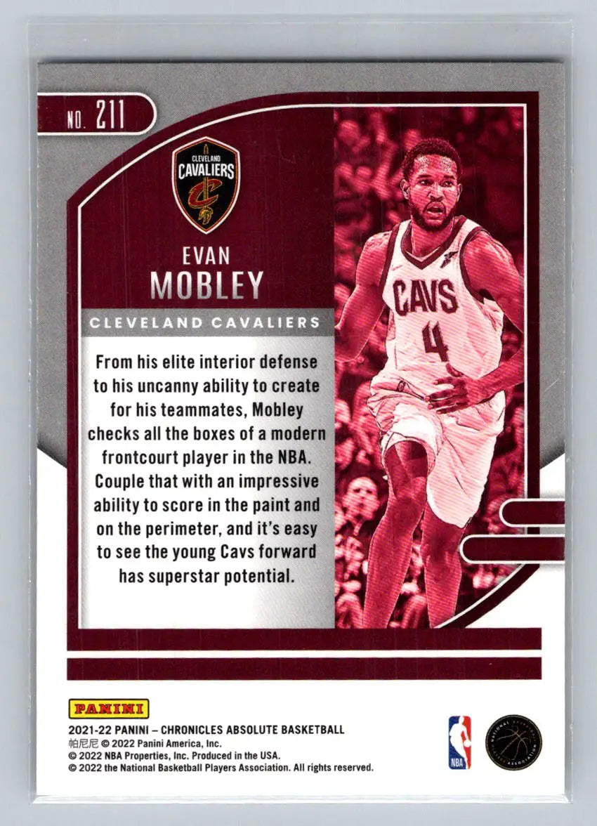 2021-22 Panini Chronicles #211 Evan Mobley Cleveland Cavaliers Rookie - Basketball Card Single