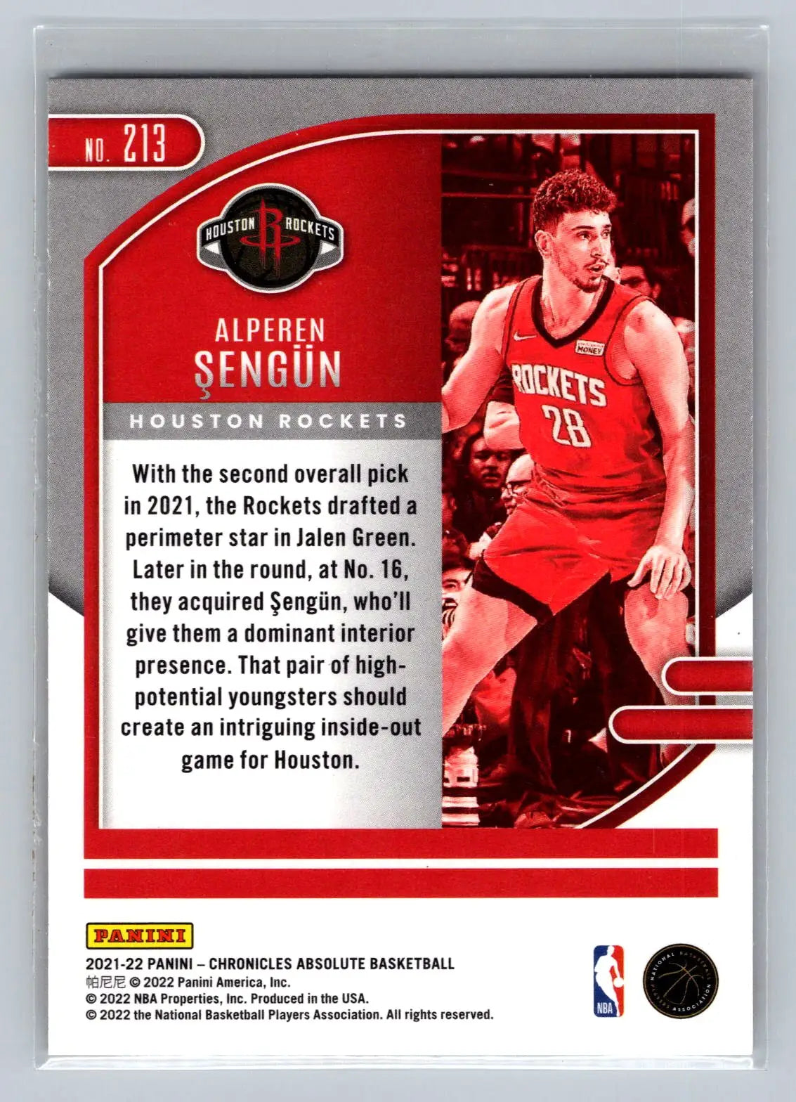 2021-22 Panini Chronicles #213 Alperen Sengun Pink Houston Rockets - Basketball Card Single
