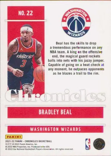 Panini Chronicles Bradley Beal basketball card with original gloss Wizards NM-MT