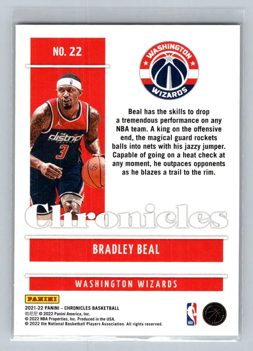 2021-22 Panini Chronicles #22 Bradley Beal Washington Wizards - Basketball Card Single