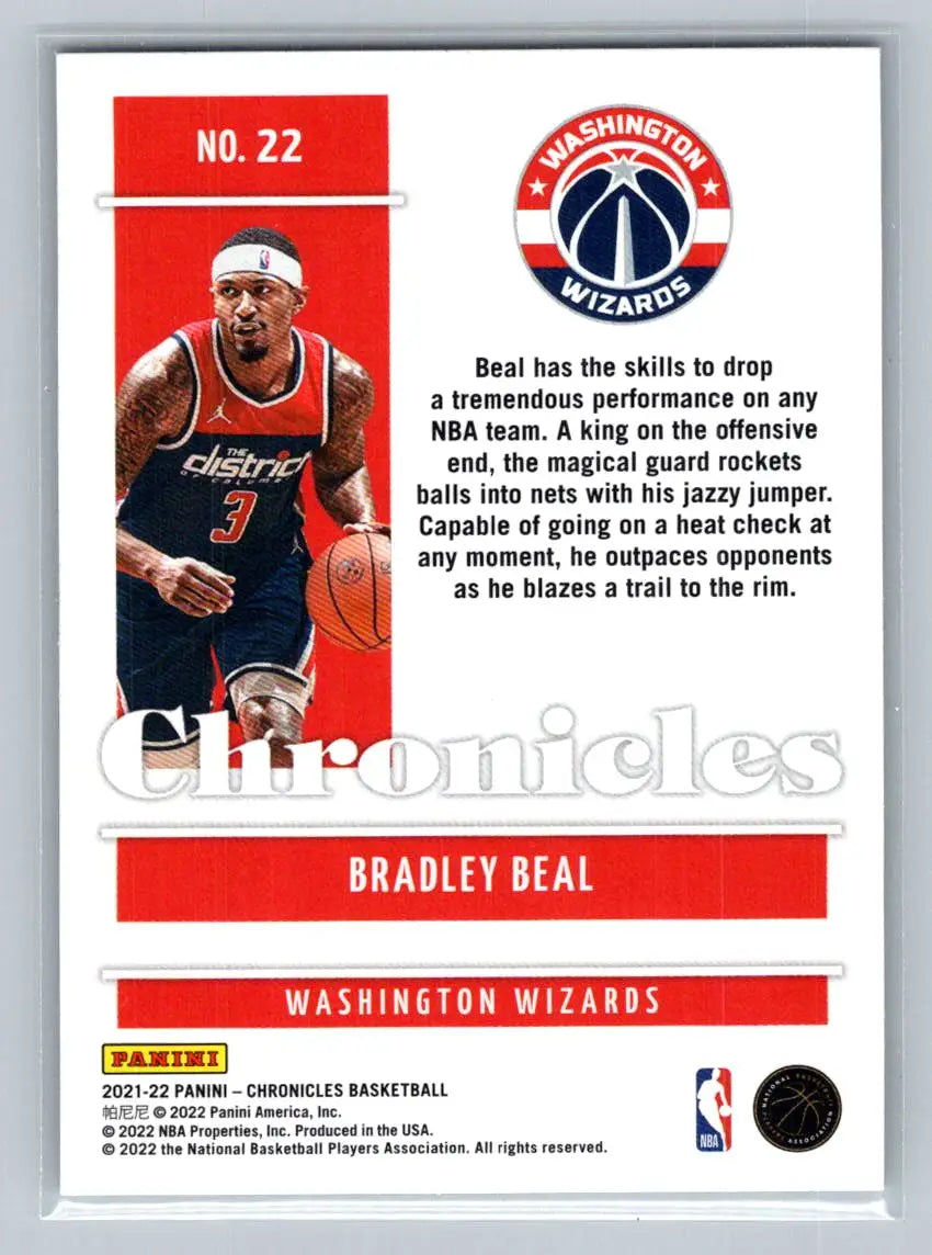 2021-22 Panini Chronicles #22 Bradley Beal Washington Wizards - Basketball Card Single