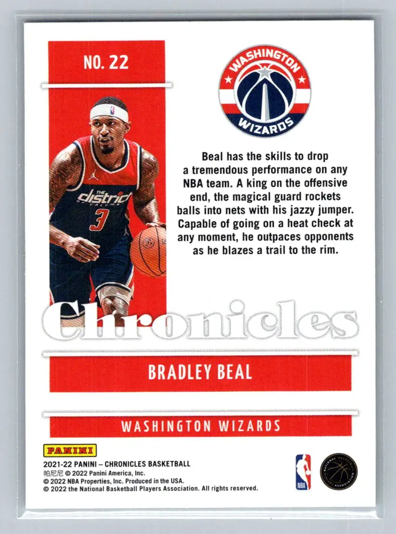 2021-22 Panini Chronicles #22 Bradley Beal Washington Wizards - Basketball Card Single