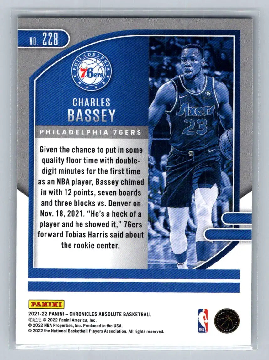 2021-22 Panini Chronicles #228 Charles Bassey Philadelphia 76ers Rookie - Basketball Card Single
