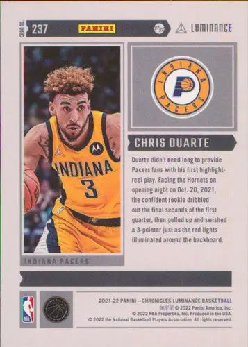2021-22 Panini Chronicles Chris Duarte basketball card with original gloss image