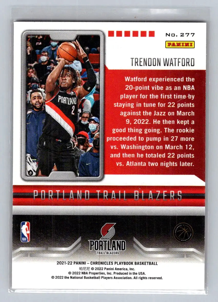 2021-22 Panini Chronicles #277 Trendon Watford Portland Trail Blazers - Basketball Card Single