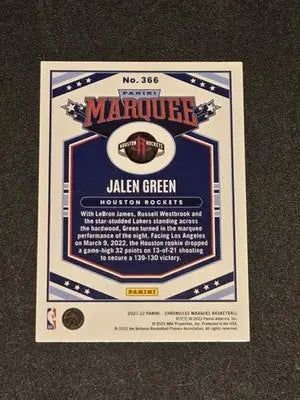 2021-22 Panini Chronicles #366 Jalen Green - Basketball Card Single