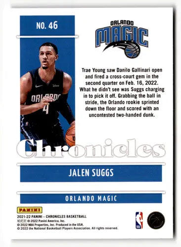 Panini Chronicles Jalen Suggs basketball card with original gloss from 2021-22 series