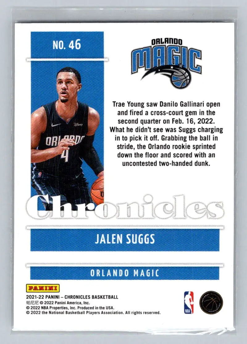 2021-22 Panini Chronicles #46 Jalen Suggs Orlando Magic Rookie - Basketball Card Single