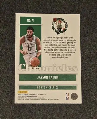 2021-22 Panini Chronicles #5 Jayson Tatum Bronze - Basketball Card Single