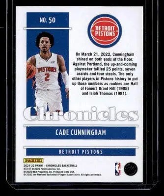 2021-22 Panini Chronicles #50 Cade Cunningham - Basketball Card Single