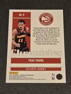 2021-22 Panini Chronicles #6 Trae Young - Basketball Card Single