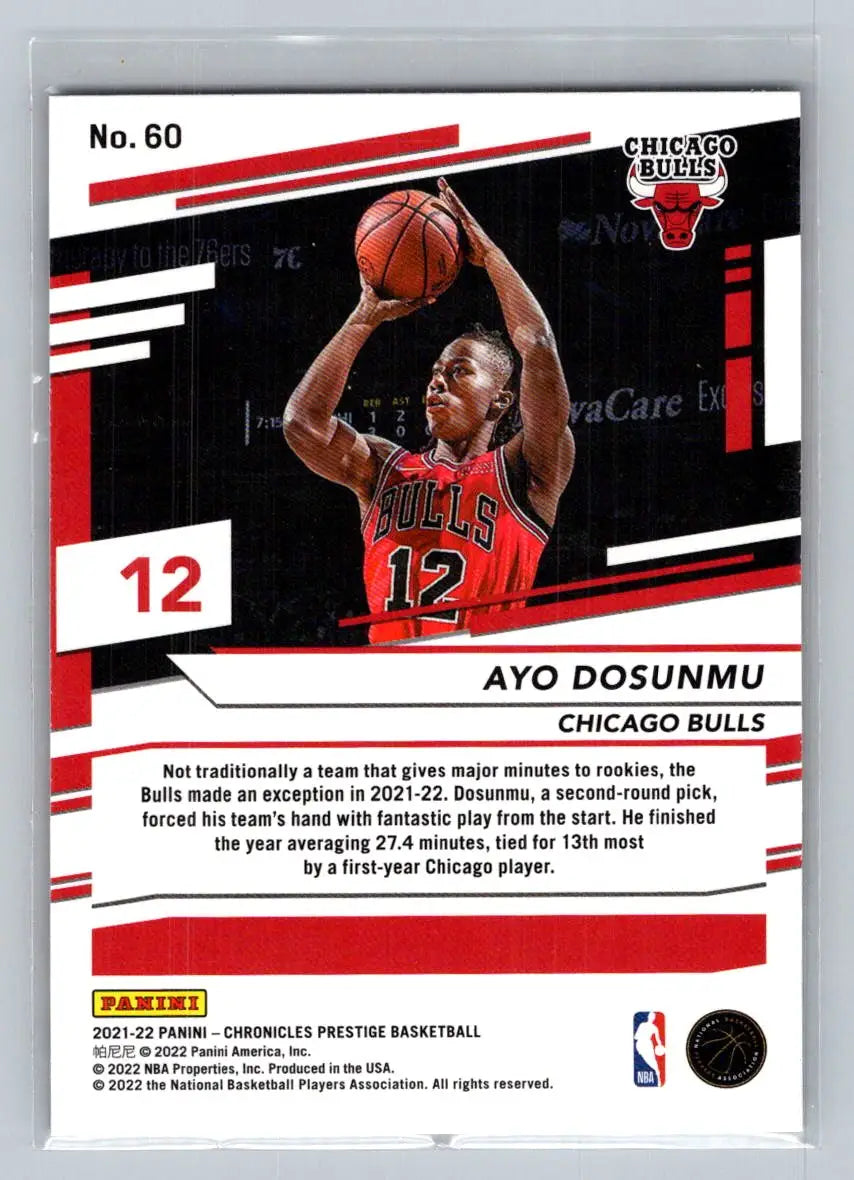 2021-22 Panini Chronicles #60 Ayo Dosunmu Chicago Bulls Rookie - Basketball Card Single