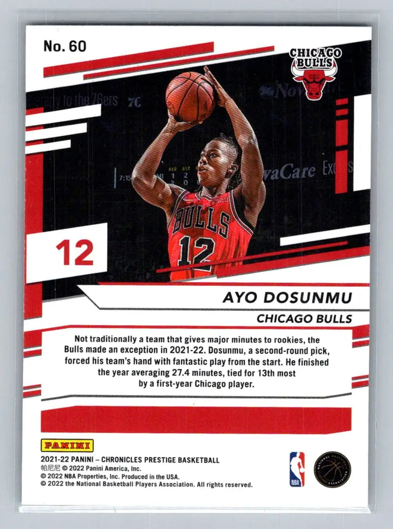 2021-22 Panini Chronicles #60 Ayo Dosunmu Chicago Bulls Rookie - Basketball Card Single