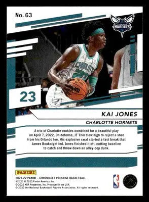 2021-22 Panini Chronicles #63 Kai Jones Base RC Charlotte Hornets - Basketball Card Single
