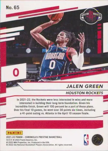 2021-22 Panini Chronicles Jalen Green basketball card with original gloss Rockets NM-MT