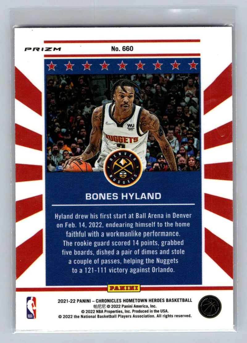 2021-22 Panini Chronicles #660 Bones Hyland Pink Denver Nuggets Rookie - Basketball Card Single