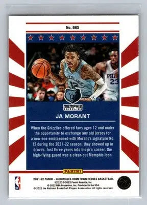 2021-22 Panini Chronicles #665 Ja Morant Memphis Grizzlies - Basketball Card Single