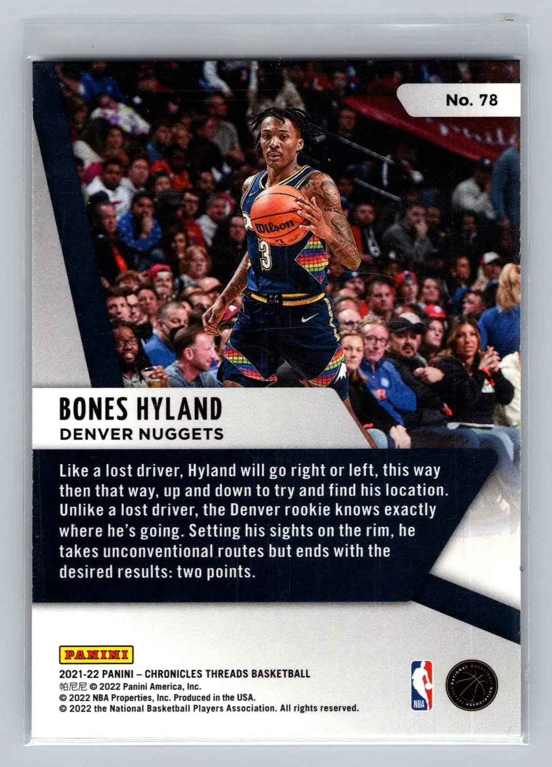 2021-22 Panini Chronicles #78 Bones Hyland Denver Nuggets Rookie - Basketball Card Single