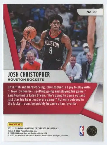 Panini Chronicles Basketball trading card of Josh Christopher with original gloss Rockets
