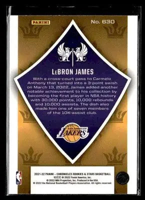 2021-22 Panini Chronicles LeBron James #630 Base Los Angeles Lakers - Basketball Card Single