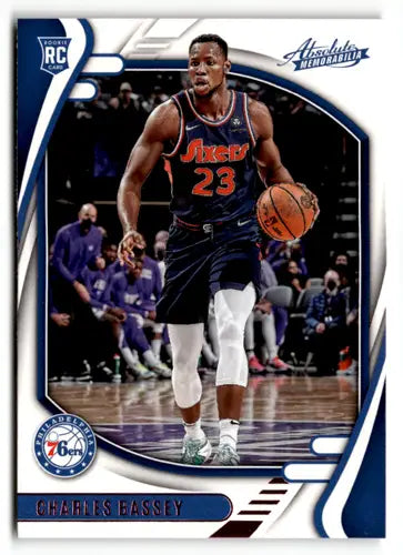 Charles Bassey rookie card from Panini Chronicles Pink 2021-22 featuring Philadelphia 76ers