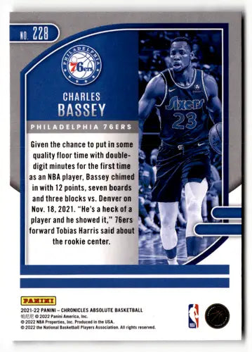 Charles Bassey basketball card from Panini Chronicles Pink set, 2021-22 Panini Chronicles Pink collection