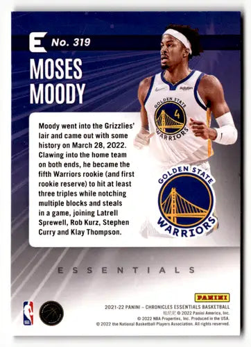 2021-22 Panini Chronicles Pink #319 Moses Moody NM-MT Warriors Essentia ID:47912 - Basketball Card Single