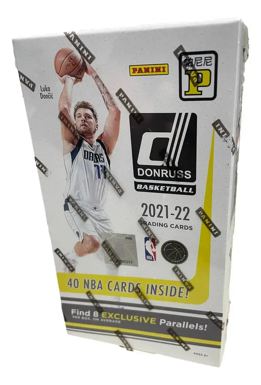 Basketball trading card box for 2021-22 Donruss Asia featuring Parallels Holo Red and Holo Light Blue