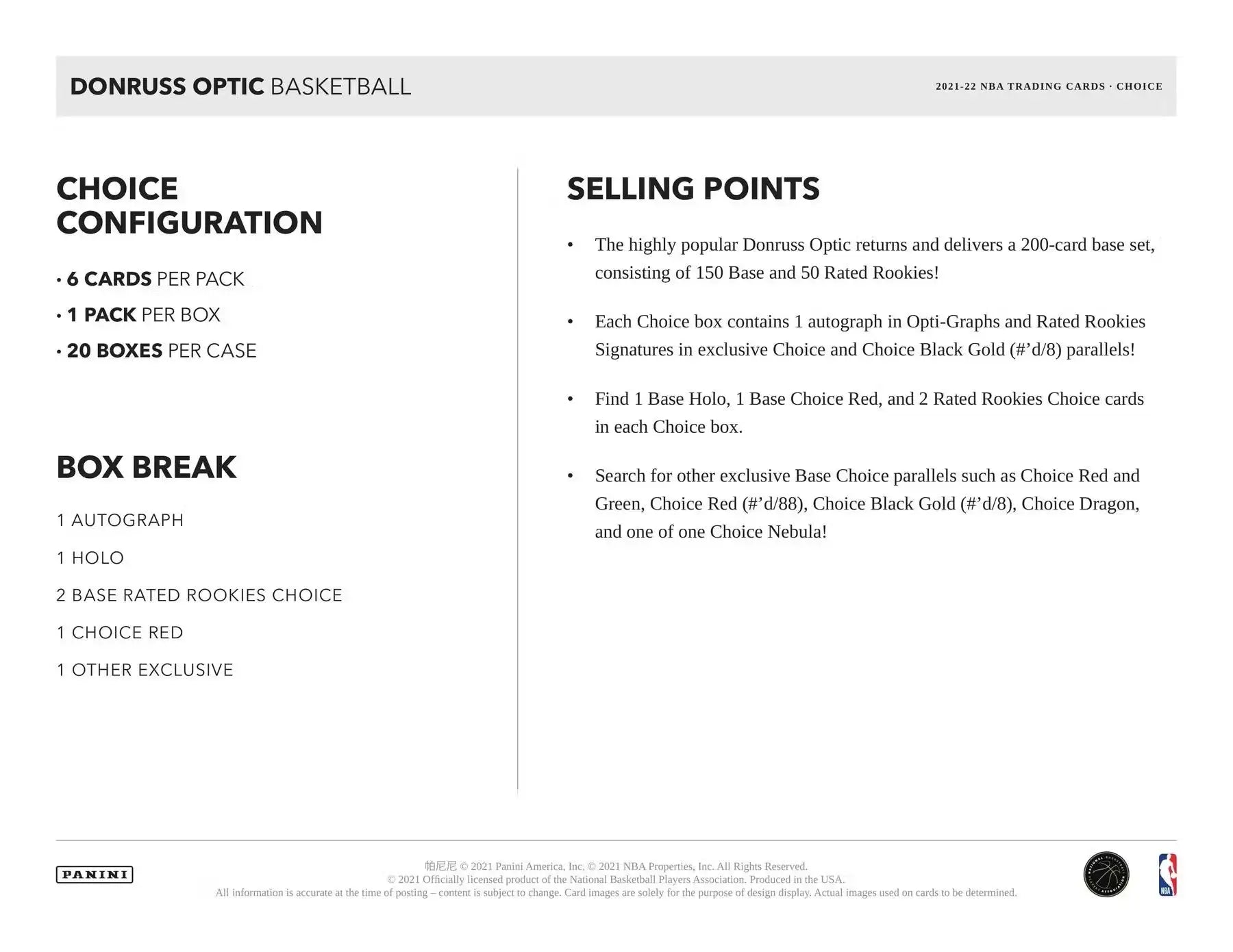 Donruss Optic Basketball 2021-22 Choice Box with Rated Rookies and Black Gold cards