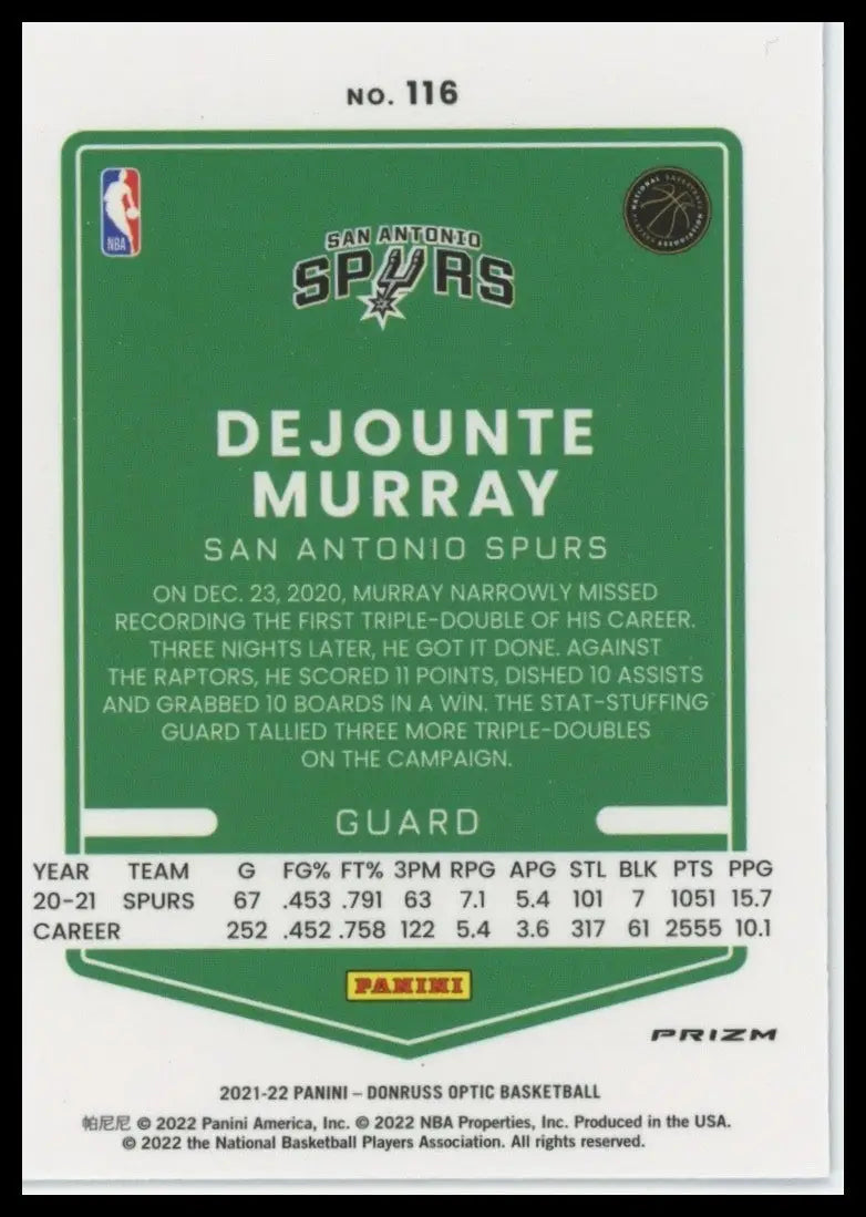 2021-22 Panini Donruss Optic - Dejounte Murray #116 Blue Velocity Prizm - Basketball Card Single