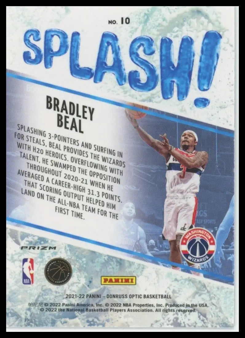 2021-22 Panini Donruss Optic - Splash! Bradley Beal #10 Purple Prizm - Basketball Card Single