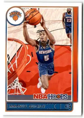Immanuel Quickley New York Knicks basketball card from Panini Hoops 2021-22 series