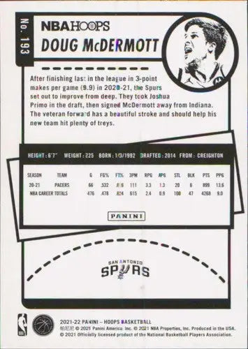 2021-22 Panini Hoops Doug McDermott basketball card with original gloss Spurs ID 51787