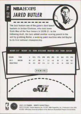 2021-22 Panini Hoops Jared Butler rookie card with original gloss Simply Sandoval Jazz