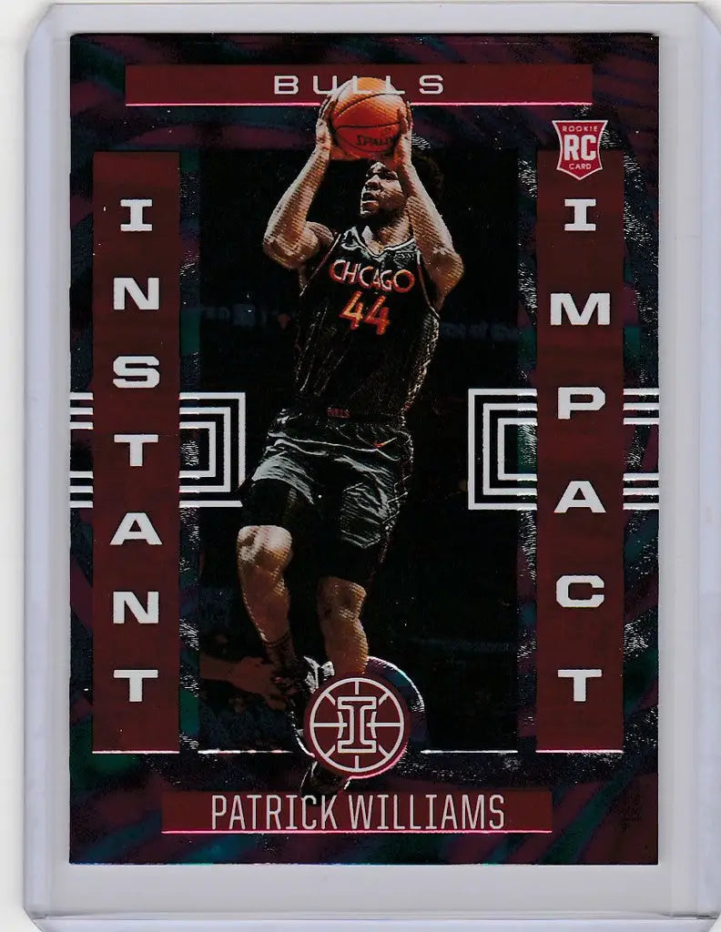 Basketball trading card of Patrick Williams Chicago Bulls in black uniform number 44