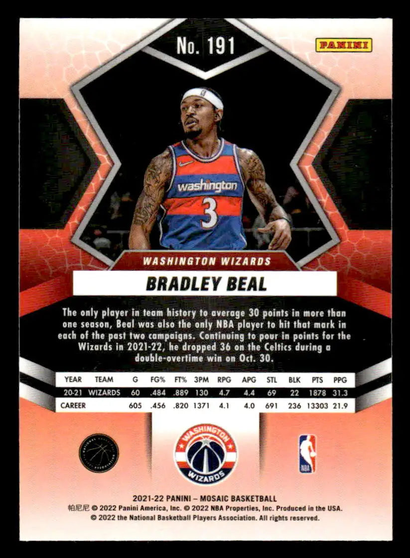 2021-22 Panini Mosaic #191 Bradley Beal - Basketball Card Single