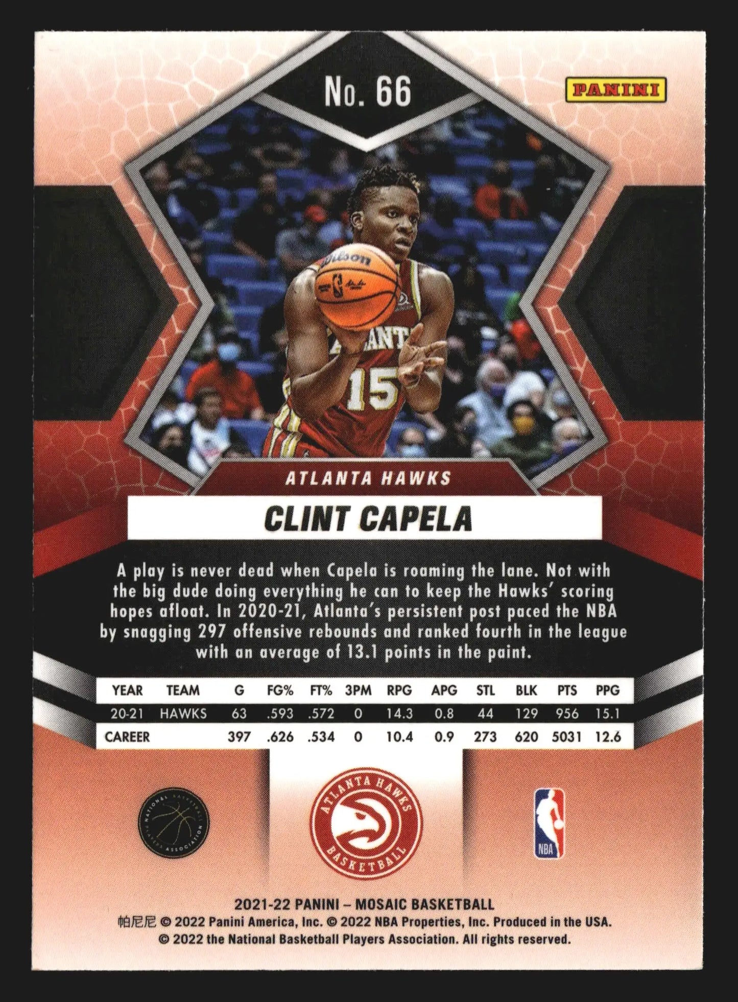 2021-22 Panini Mosaic #66 Clint Capela Atlanta Hawks