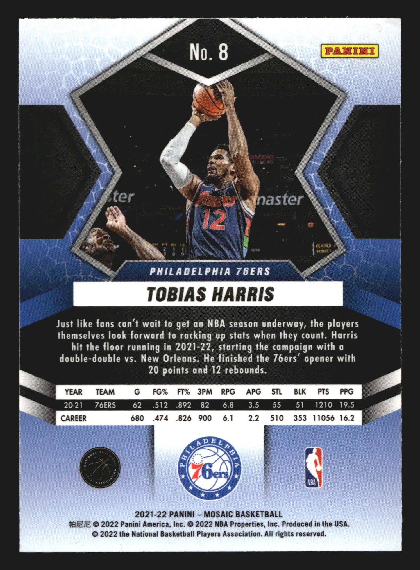 2021-22 Panini Mosaic #8 Tobias Harris Philadelphia 76ers - Basketball Card Single