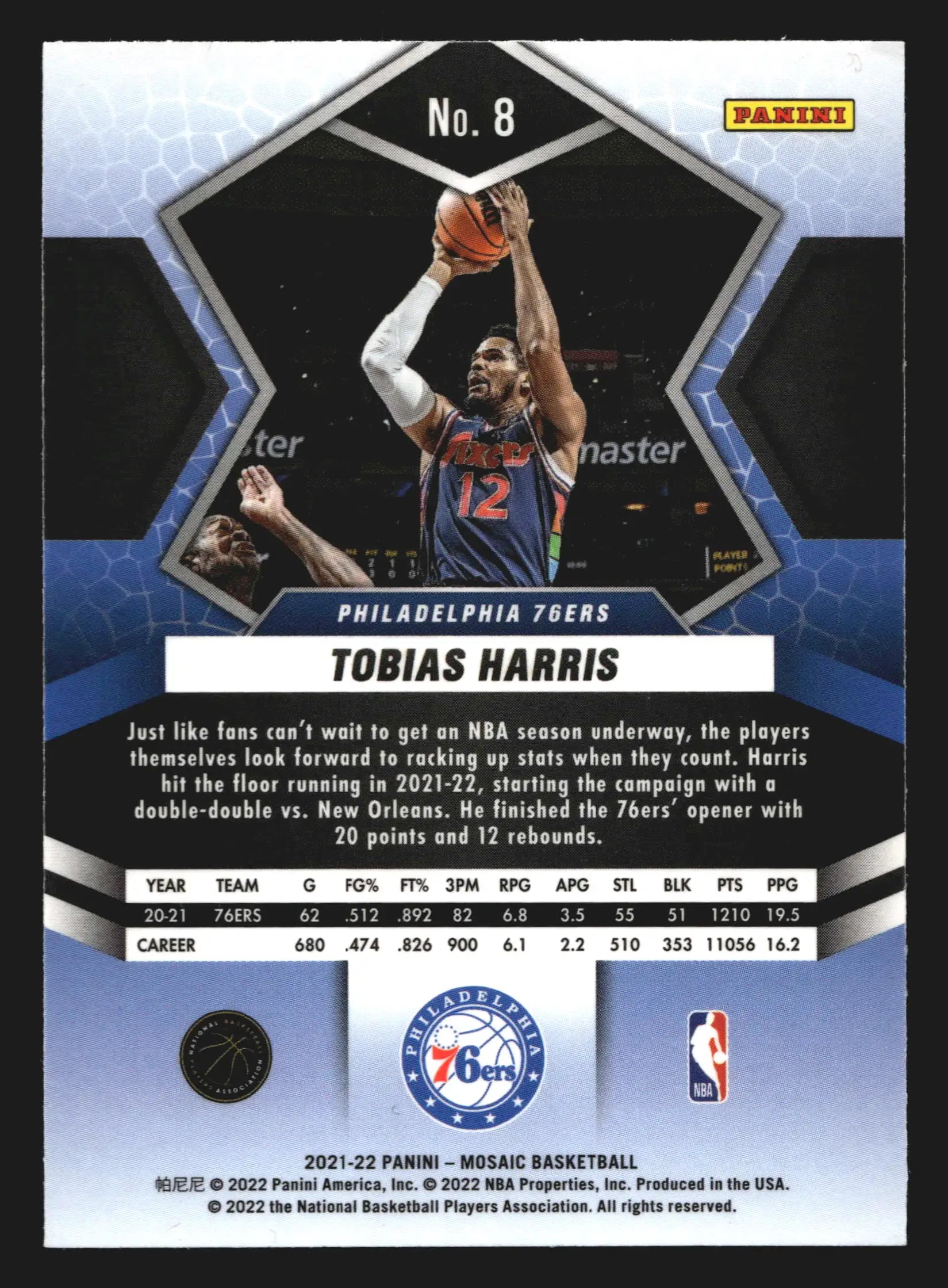 2021-22 Panini Mosaic #8 Tobias Harris Philadelphia 76ers - Basketball Card Single