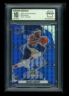 2021-22 Panini Mosaic Blue Mosaic Moses Moody #277 34/99 RC Arena Club 10 - Basketball Card Single