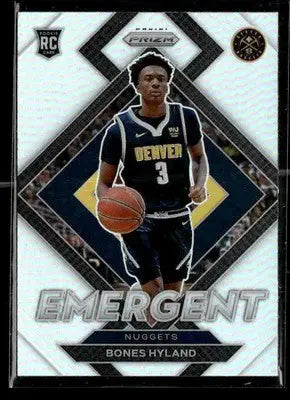 2021-22 Panini Prizm #11 Bones Hyland Emergent Silver Prizm RC Denver Nuggets - Basketball Card Single