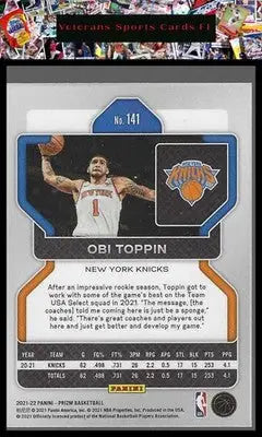 2021-22 Panini Prizm #141 Obi Toppin - Basketball Card Single