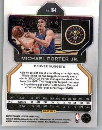 2021-22 Panini Prizm #164 Michael Porter Jr NM-MT Nuggets ID:49399 - Basketball Card Single