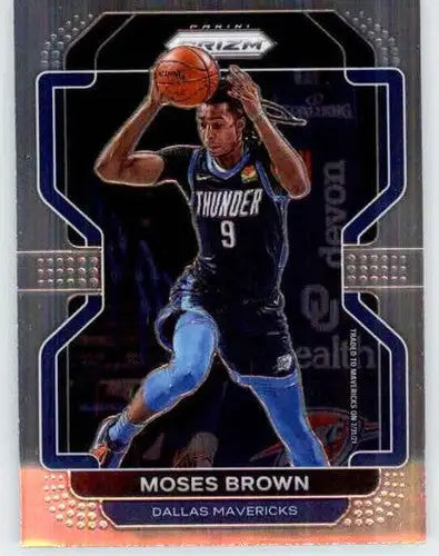 Moses Brown Panini Prizm basketball card with original gloss from 2021-22 Mavericks collection